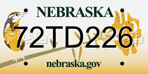 72TD226 Nebraska License Plate