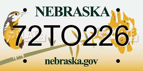 72TO226 Nebraska License Plate