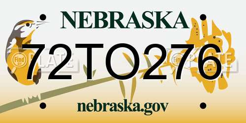 72TO276 Nebraska License Plate