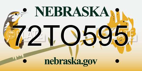 72TO595 Nebraska License Plate