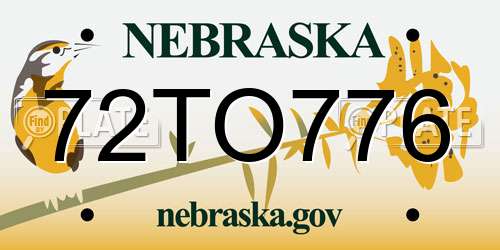 72TO776 Nebraska License Plate