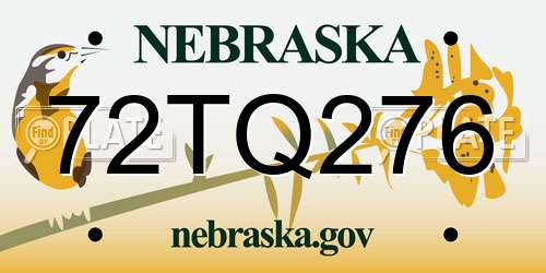 72TQ276 Nebraska License Plate