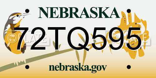 72TQ595 Nebraska License Plate