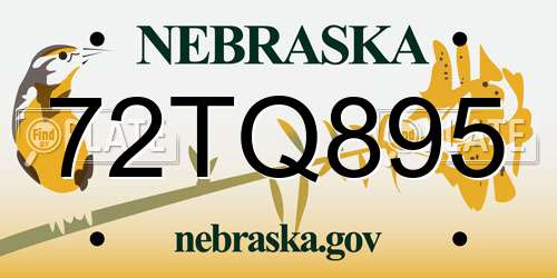 72TQ895 Nebraska License Plate