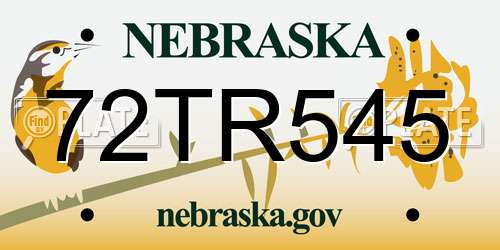 72TR545 Nebraska License Plate
