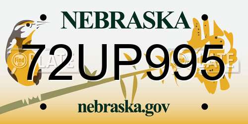 72UP995 Nebraska License Plate
