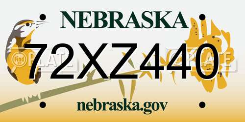 72XZ440 Nebraska License Plate