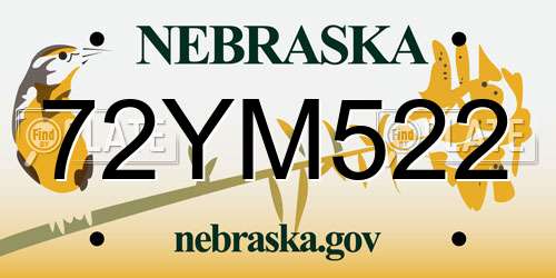 72YM522 Nebraska License Plate