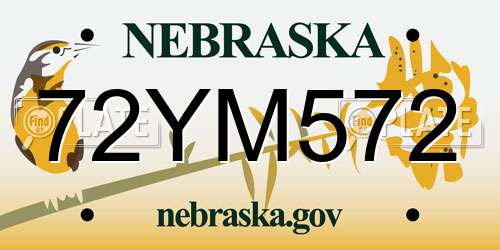 72YM572 Nebraska License Plate