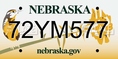 72YM577 Nebraska License Plate
