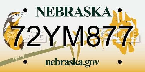 72YM877 Nebraska License Plate