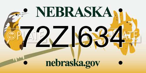 72ZI634 Nebraska License Plate