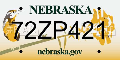72ZP421 Nebraska License Plate