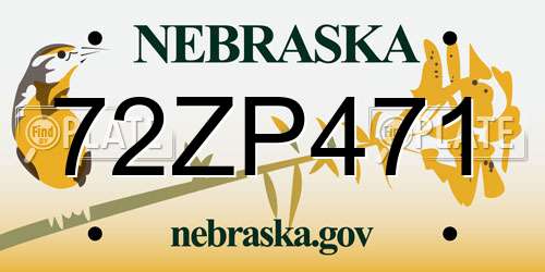 72ZP471 Nebraska License Plate