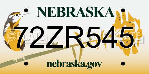 72ZR545 Nebraska License Plate
