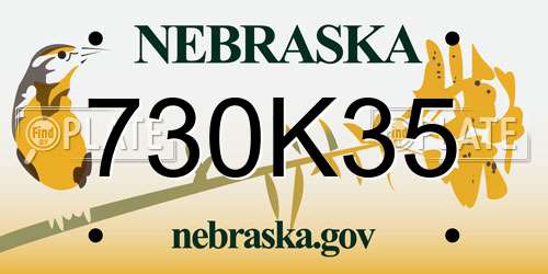 730K35 Nebraska License Plate