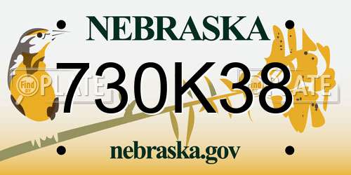 730K38 Nebraska License Plate