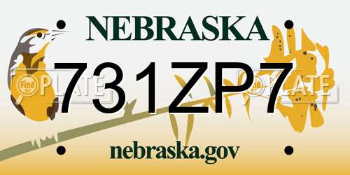 731ZP7 Nebraska License Plate