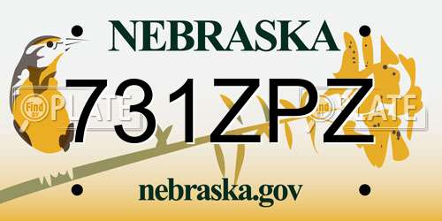 731ZPZ Nebraska License Plate