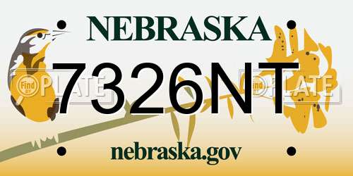 7326NT Nebraska License Plate