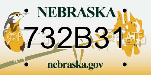 732B31 Nebraska License Plate