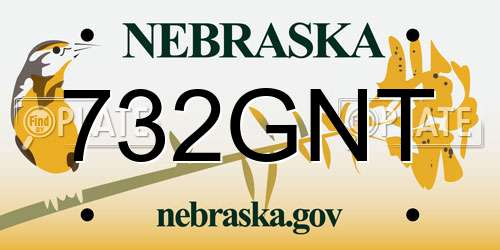 732GNT Nebraska License Plate