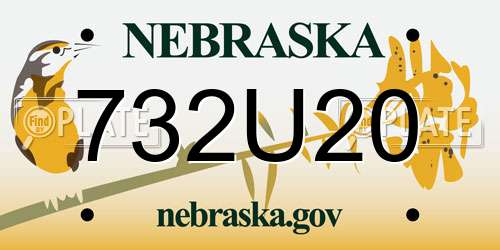 732U20 Nebraska License Plate