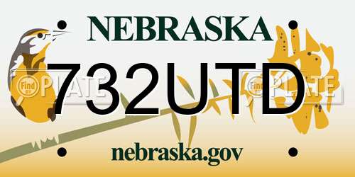 732UTD Nebraska License Plate