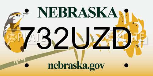 732UZD Nebraska License Plate