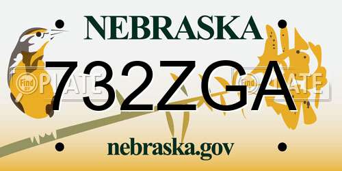 732ZGA Nebraska License Plate