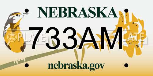 733AM Nebraska License Plate
