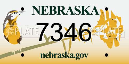 7346 Nebraska License Plate