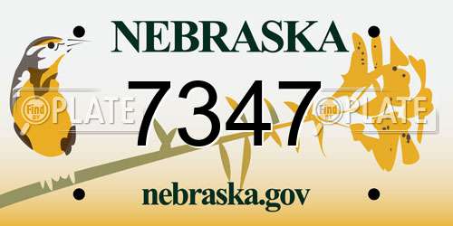 7347 Nebraska License Plate