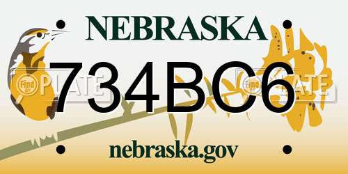 734BC6 Nebraska License Plate