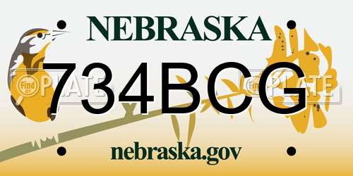 734BCG Nebraska License Plate