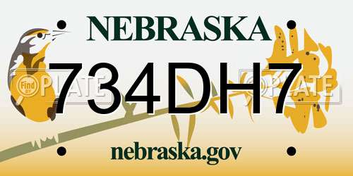 734DH7 Nebraska License Plate