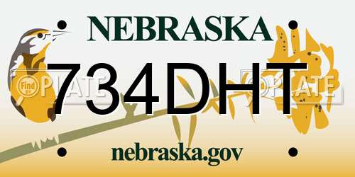 734DHT Nebraska License Plate