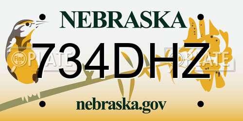 734DHZ Nebraska License Plate