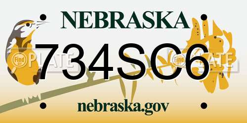 734SC6 Nebraska License Plate