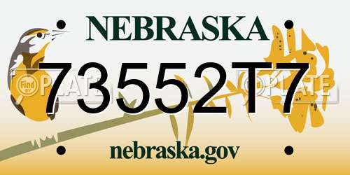 73552T7 Nebraska License Plate