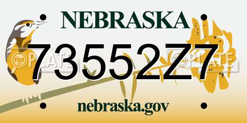 73552Z7 Nebraska License Plate
