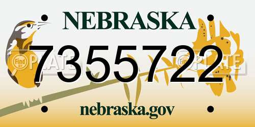 7355722 Nebraska License Plate