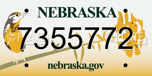 7355772 Nebraska License Plate
