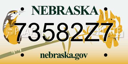 73582Z7 Nebraska License Plate