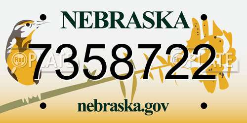 7358722 Nebraska License Plate