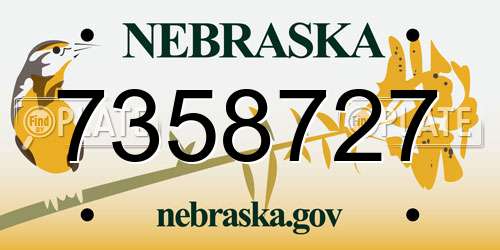7358727 Nebraska License Plate