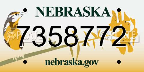 7358772 Nebraska License Plate