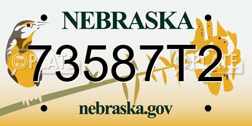 73587T2 Nebraska License Plate