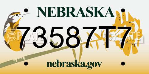 73587T7 Nebraska License Plate