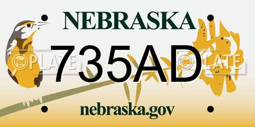 735AD Nebraska License Plate